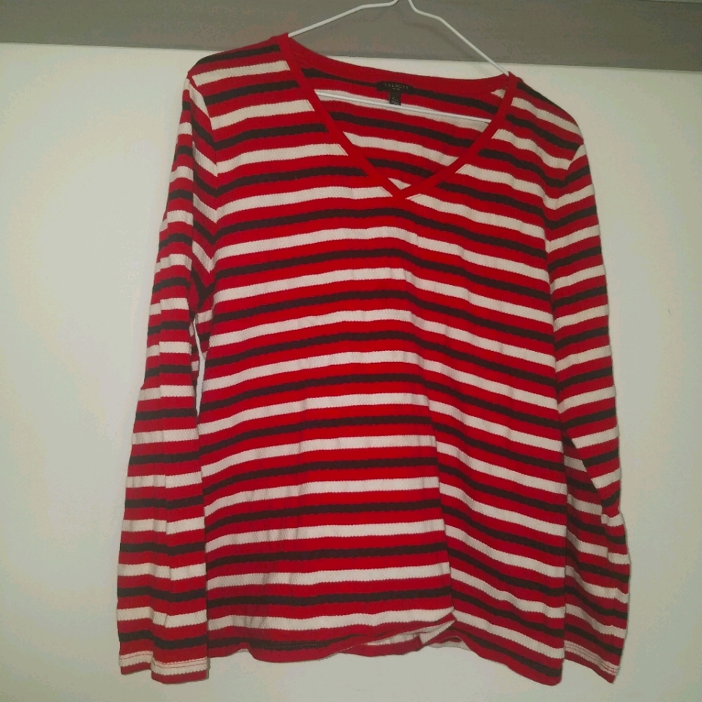Talbots Red Striped Top XL